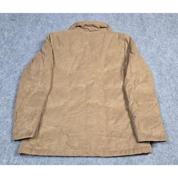 LL Bean Coat Womens Medium Khaki Jacket Goose Down Full Zip Quilted - Picture 2 of 9